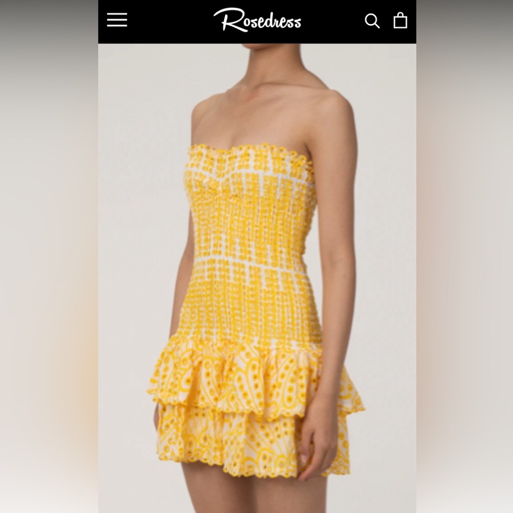 Rosedress | Scalloped Strapless Smocked Ruffle Mini Dress